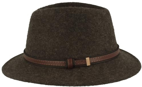 Bred hatt utomhus barn traveller filthatt 100 % ull med läderimitation uppsättning hatt robust och hopvikbar, antracit, 49