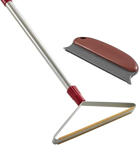 Upgrated Carpet Rake for Pet Hair Removal with Long Handle, 1 Mini Carpet Scraper Included, Carpets Brush Pet Hair Remover for Rug