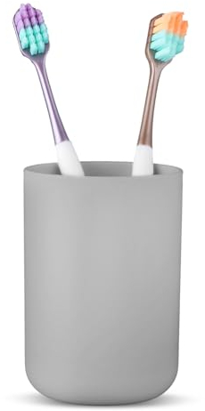 COMNICO Bicchiere porta spazzolino da denti in plastica infrangibile, riutilizzabile, portatile, per risciacquare, lavarsi il piano di lavoro, dentifricio, viaggi (grigio)