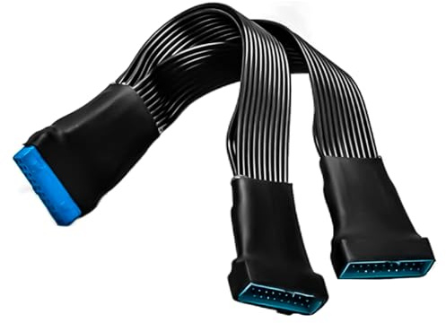 Hsthe Sea Placa base USB 3,0, cabezal de 19 pines, Cable divisor de expansión 1To2, Cable adaptador de cabezal de expansión interno de 19 pines y 20 pines, 15Cm