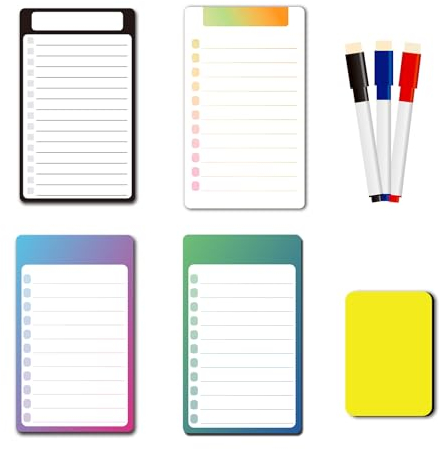 4 Stück Magnettafel,Pinnwand Magnetisch,Magnettafel Kühlschrank,4 Kühlschrankmagnete,3 Whiteboard Stifte,1 Radiergummi für Memos,Notizen,Listen und Menüs in Haus,Küche und Büro
