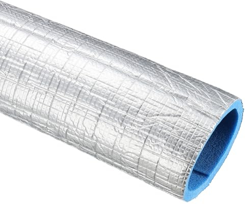 PATIKIL 5.6Ft Pipe Insulation Foam Tubing, 125mm(4-15/16) ID 140mm(5-1/2) OD Heat Preservation XPE Foam Tube Wrap with Aluminum Foil for AC Unit Air Conditioning Water Pipe, Silver Blue