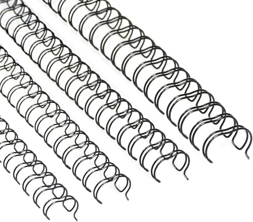 RAYSON Wire Binding Spines, 34 Loops, 60-105 Sheets, Multi-Size, 11.1 mm, 12.7 mm, 14.3 mm, 15.9 mm, A4, Black, 3:1 Pitch, Pack of 96