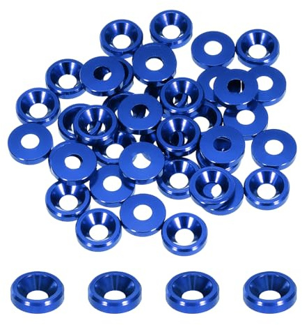 QUARKZMAN Rondelle Svasate Tazza Conica M3 Dia Foro 3.1mm/0.12 Guarnizioni Alluminio Guarnizione Rondella Testa Tazza per Viti Rc/Fpv/Pc/Drone Meccanici Parti Modello 40pz (Blu Navy)