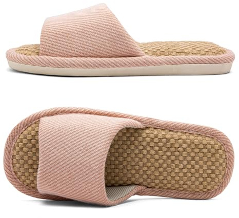 Czgcpyc Zapatillas de Lino y Tela Zapatillas de Interior para casa Zapatillas silenciosas para Todas Las Estaciones Unisex EU 35-36