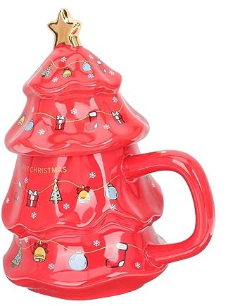Garneck Personalisierte Weihnachtskaffeetasse Dekorativer Wasserbecher Deckel und Löffel Einzigartig