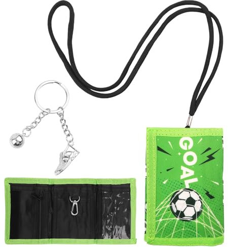 Brustbeutel Kinder Fußball Motiv, Geldbeutel Mit Metall Schlüsselanhänger, Portemonnaie Zum Umhängen für Jungen Mädchen - Geburtstagsgeschenk