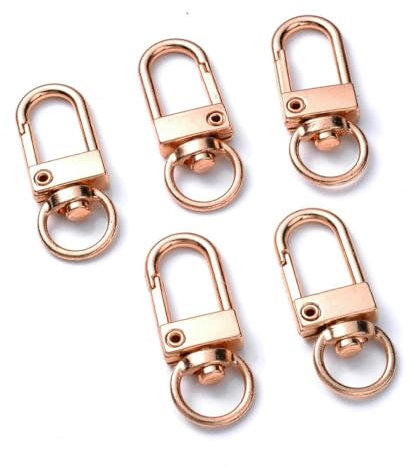 10 Stück Karabinerhaken mit Karabinerverschluss, vergoldet, silberfarben, DIY-Schmuckherstellung, Zubehör für Schlüsselanhänger, Armbänder, Halskettenzubehör, Roségold