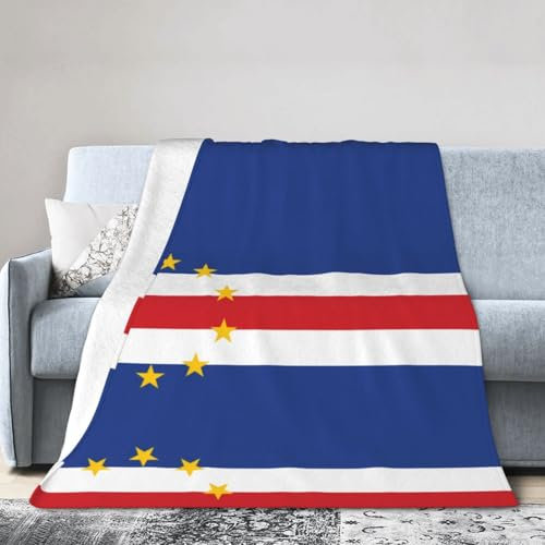 WZYWHJ Blankets 60x50 - Lightweight, Durable, and Compact Anti-Wrinkle Blanket for Bed, Sofa, Camping, Cinema, and Travel Flag of Cape Verde Pattern