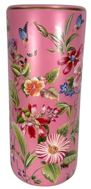 AcaciaHome Durable Ceramic Round Umbrella stand–Perfect Holder for Home, Office, & Entryway - Adds a Sophisticated Touch to Living Spaces for Canes, & Walking Sticks (Pink Floral Design)