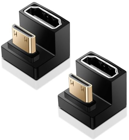 LUIRSAY Mini HDMI auf HDMI Winkel, 2PCS Mini HDMI auf HDMI Adapter 8K@60Hz, 48Gbps UHD2.1, 180 Grad für Kamera/Laptop/Tablet/HDTV/Projektor