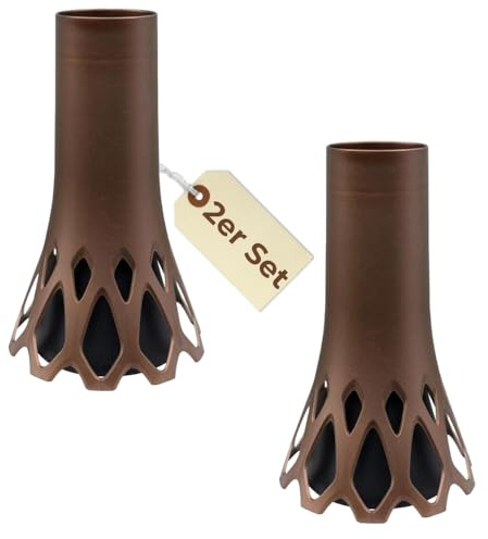 2er Set Grabvase mit Sockel Gewicht Friedhofvase Grabschmuck Blumenvase Friedhof Grab Vase Bronze 1 L Frostsicher
