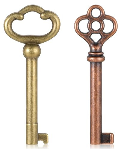 Thinp Skeleton Key Replacement Set - Hollow Barrel Antique Style Brass Keys - Bronze - For Antique Furniture & Locks