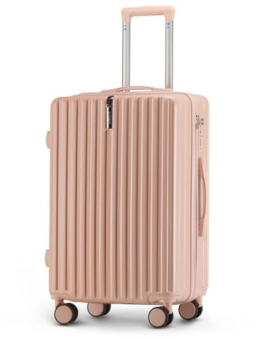 TIYFIY Resväska med hårt skal, praktiskt bagage, av PC-material, med 360° svängbara dubbla spinner-hjul, trolley, lätt, robust och hållbar, TSA-säkerhet, stöldskyddslås, kabinväska, ROSA, Koffer L (67