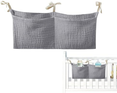 Babybetttasche, Babybett-Aufbewahrungstasche | Tragbare Nachttischtasche für das Kinderzimmer, Windel- und Kinderbett-Organizer | Mehrzweck-Organisationstasche für Babybettwäsche mit 2 Taschen für Win