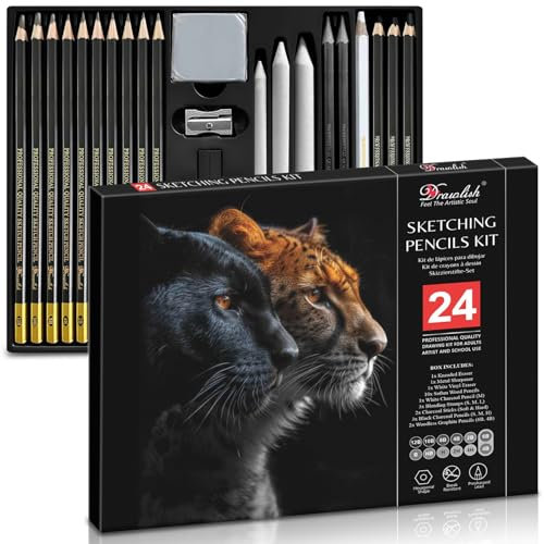 Drawing Set for Adults Pack of 24 - Drawing Pencils for Artists & Professionals - Ideal Sketching Pencils Art Set for All of Your Creative Needs