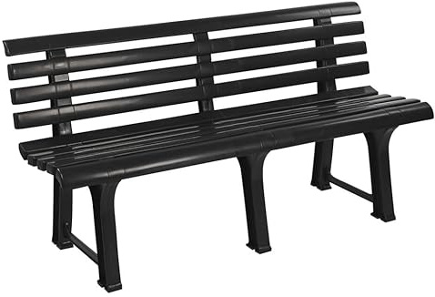URBNLIVING 3-Seater Plastic Garden Bench, Durable Outdoor Patio & Deck Furniture, Stylish & Comfortable Seating for Garden, Balcony, or Picnic Areas, Weather-Resistant, Easy Assembly