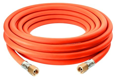 DOMINOX Gasschlauch 5 m mit Schelle 2×1/4 lks，Propan/Butan Gasschlauch 500 cm G1/4'' x G1/4''