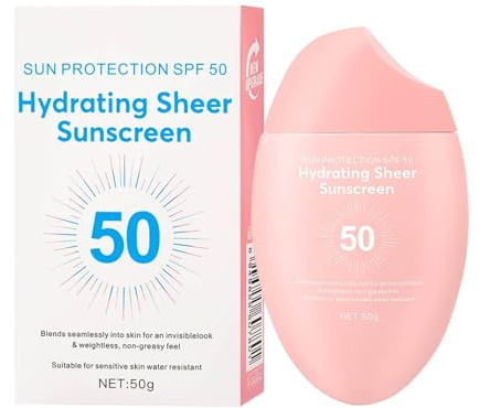 Hydrating Sheer Sunscreen SPF50, Face and Body Sunscreen, Moisturizing Body Oil Sun Cream, Shimmering Bodys Oil Mist, Non-Greasy & Fast-Absorbing, Easy to Carry (1)