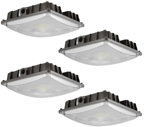 JC-LGL LED Canopy Lights, 40W, 5600LM, 5000K, 0-10V Dimmable, 120-277VAC, IP65 Waterproof, UL Listed, Commercial LED Canopy Lights Outdoor for Gas Station, Carport, Parking Garage, Warehouse, 4 Pack