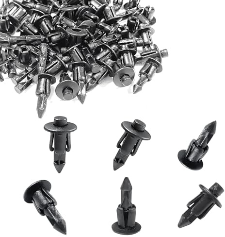 CAIXIANGYU 50 Stück Kunststoffnieten 6mm, Auto und Motorrad Befestigung Clips, Kunststoffniete für Türverkleidung Klammern Stoßstangen Zierleisten(Schwarz)