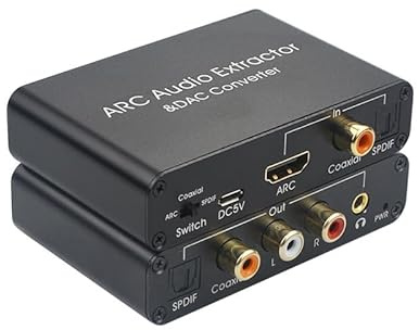 Estrattore audio HDMI ARC, convertitore audio ARC, adattatore audio DAC, convertitore audio digitale multi-interfaccia con uscita coassiale, ottica, 3,5 mm, adatto per home theater e intrattenimento