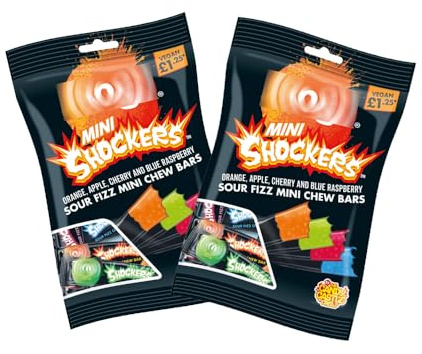 Mini Shockers Bars Bag PMP 120g - Pack of 2 - Assorted fruit flavoured sour chew bars