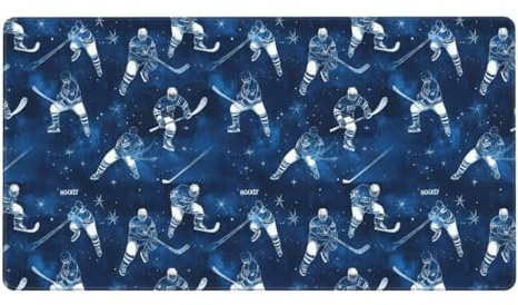 Grand tapis de souris de jeu, tapis de souris imprimé joueur de hockey bleu, tapis de bureau antidérapant pour clavier de bureau et souris, accessoires de bureau et maison, 40,6 x 74,5 cm
