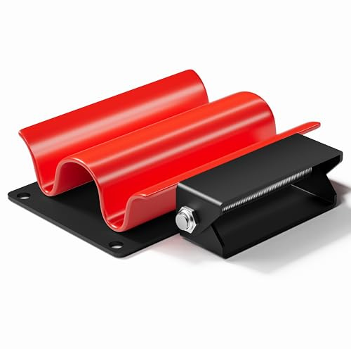Wyckoff Heavy Duty Hand Tool Rack Holder for Enclosed Trailers, Garage, Shed Walls, Landscaping Equipment Storage, Organizer for Shovels, Rakes, Hoes, Red (Dipped Plastic)