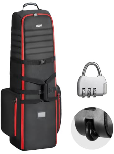 VEVOR Sac de Golf en Polyester Oxford 1800D Robuste, Housse de Voyage à roulettes pour Clubs de Golf Résistante à l'usure et Imperméable, Sac de Rangement Souple, Rembourré et Pliable, Transport