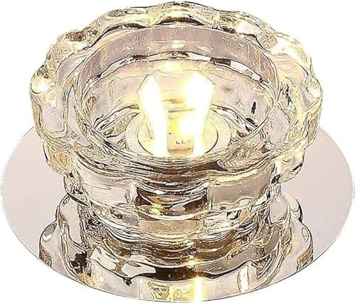 KjoiDWz Foco empotrable LED de cristal transparente de 3W, luces de lata de 3,9 pulgadas con borde deflector, luces de lata con borde deflector(Warm light)