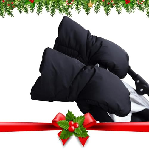 Guantes de Cochecito,Guantes de Silla de Paseo,Guantes Carro Bebe Invierno,Manoplas Carro Bebe,con forro de felpa Interior,Impermeable, Anticongelante, Protección de Manos,Universal,Negro