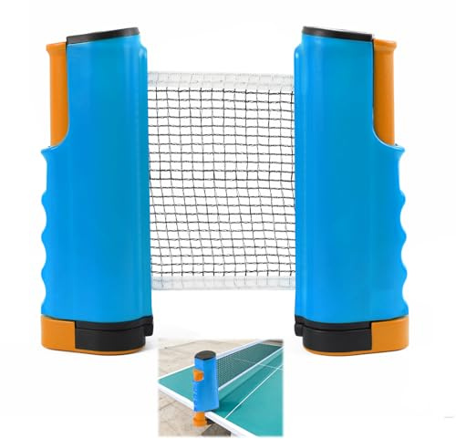 FunWorth Einziehbares Tischtennisnetz mit verstellbaren Klemmen, passt auf jeden Tisch mit einer Dicke von bis zu 5 cm, tragbares Tischtennisnetz für drinnen, draußen, Küche, Büro und Partyspiele