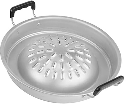 LIFKICH Barbecue Coréen en Aluminium Argenté, Poêle à Griller Résistante et Facile à Nettoyer, pour Camping et Barbecue en Plein Air, Convient pour Viande et Poulet