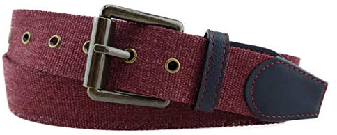 TigerTie hochwertiger Stoffgürtel mit Edelstahl Schnalle und echt Leder Applikationen in einfarbig. Gürtelbreite 40 mm