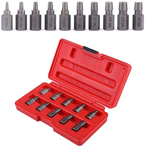 Telituny Schraubenausdreher-Set Bolzenauszieher 10 Stück 3,2-10,3 mm Schraubenabzugssatz für rostbeschädigte Stehbolzen Schraubenentferner heraus mit Aufbewahrungsbox