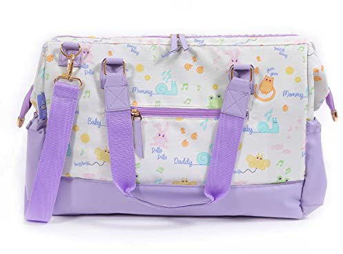 Milk&Moo Wickeltasche | Praktische Organisation | Wickelumhängetasche mit Mehrere Fächer | Isolierte Flaschentaschen | Inklusive Kinderwagenriemen | Lila
