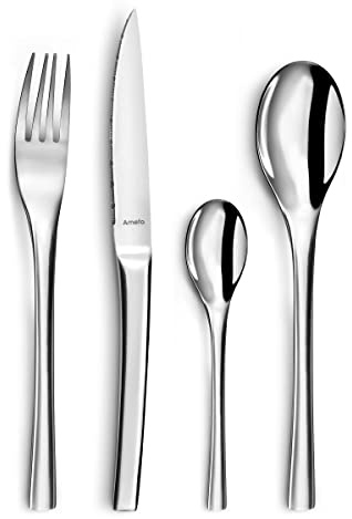 AMEFA - Ménagère 24 couverts de table pour 6 personnes - Trilogy - Acier inoxydable 18/0, Finition Brillante