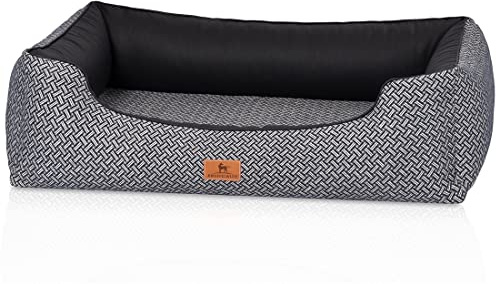 Knuffelwuff Orthopädisches Design Hundebett Sanford XXXL 155 x 105cm Schwarz - Hundesofa mit erhöhte Ränder und abnehmbarem Bezug - leicht zu reinigen - für große, mittelgroße und kleine Hunde