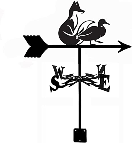TAISK Wetterfahne mit Tierornament, Fuchs und Ente Wetterfahne aus Metall, Edelstahl, Windrichtungsanzeiger, Garten, Hof, Windfahne (Stil 1)