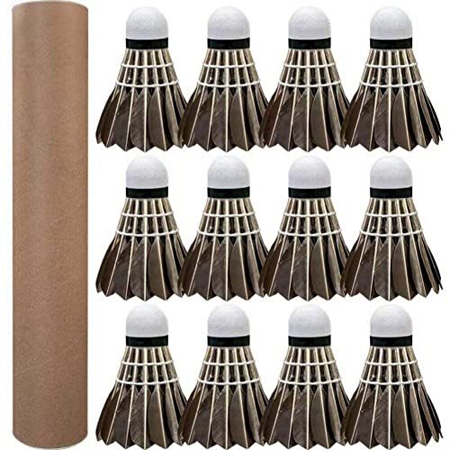Casiler 12 Pack Badminton Shuttlecock Feather Badminton Bälle, Hochgeschwindigkeitstraining Sport Badminton Bälle Für Innensport Im Freien