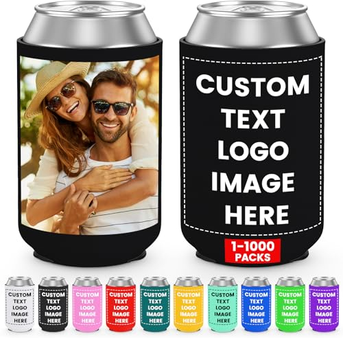 HooAMI Personalised Can Coolers,40pcs Black Beer Can Cooler Sleeves Neoprene Drink Holders for Wedding,BBQ,Beach Party,Birthdays(12 * 9.5cm)