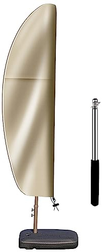 Waterproof Patio Umbrella Cover for Outdoor: 420D Oxford Fabric Cantilever Umbrella Covers with Rod & Smooth Zipper - Fits Garden Market Offset Umbrellas 7.5-11.5FT, Waterproof Windproof Anti-UV