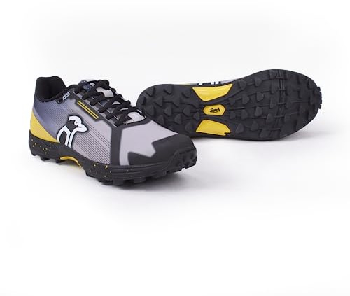 KOOKABURRA Stinger Shoe, Scarpe da Hockey su Prato Unisex-Bambini e Ragazzi, Grigio e Giallo, 3 UK