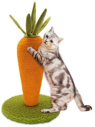AUSCAT Cat Scratching Post, Cute Carrot Scratching Post, Nature Sisal Cat Scratcher for Indoor Cats and Kittens