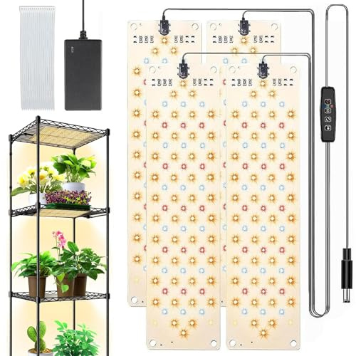 Lampe de Plante LED,4 Pcs Lampe Plante Interieur,Lampe pour Plante,avec Minuterie de 3/9/12 Heures,10 Niveaux de Luminosité,pour Semis Succulentes Végétale Floraison(540 LEDs)