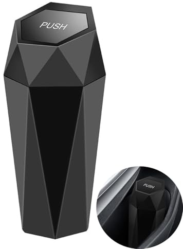 Car Bin with Lid, Diamond Design Mini Car Bin for Front of Car, Portable Trash Can Home and Office, Leak Proof Car Trash Can, Stylish Car Accessories for a Clean Ride