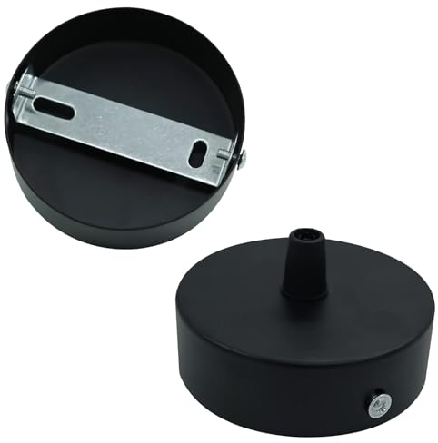 Alppihym 2 Stück Metall schwarz Baldachin Licht Anhänger Decken Baldachin Baldachin Abdeckung 80mm Deckenleuchte Anschluss Metall Anschlussdose, Baldachin Licht Zubehör