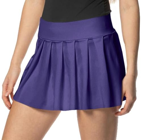 Mini gonna da donna, corta, sexy, plissettata, per sport, tempo libero, ufficio, feste, viola., XL