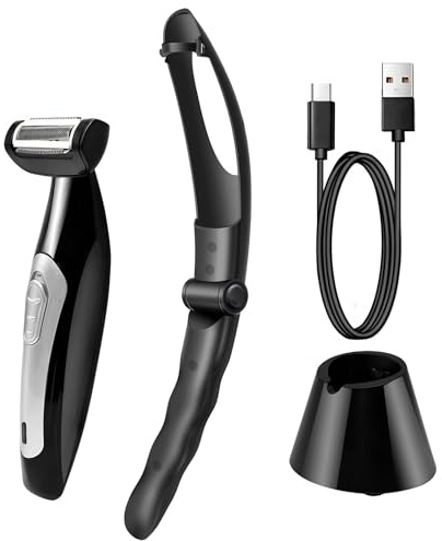 Yoidesu Men's, Body Groomer with Adjustable Extreme Reach Handle, Wet/Dry Use, Back Hair Remover